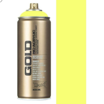Montana Gold Acrylic Spray Paint 400 ML Fluorescent Flash Yellow (F1000) | Reliance Fine Art |Spray Paint
