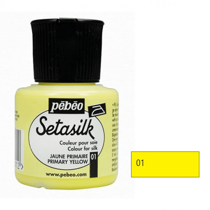 Pebeo Setasilk 45 ML Primary Yellow (01) | Reliance Fine Art |Glass & Silk ColoursPebeo Setasilk Silk Colours