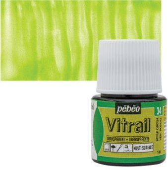 Pebeo Vitrail 45 ML Glass Colour Apple Green (34) | Reliance Fine Art |Glass & Silk ColoursPebeo Vitrail Glass Colours