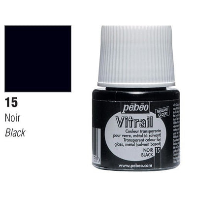 Pebeo Vitrail 45 ML Glass Colour Black (15) | Reliance Fine Art |Glass & Silk ColoursPebeo Vitrail Glass Colours