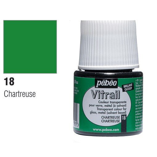 Pebeo Vitrail 45 ML Glass Colour Chartreuse (18) | Reliance Fine Art |Glass & Silk ColoursPebeo Vitrail Glass Colours