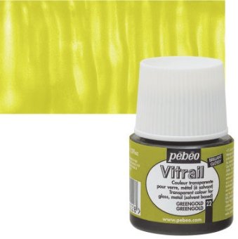 Pebeo Vitrail 45 ML Glass Colour Green gold (22) | Reliance Fine Art |Glass & Silk ColoursPebeo Vitrail Glass Colours