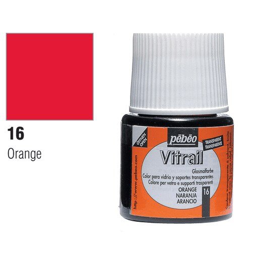 Pebeo Vitrail 45 ML Glass Colour Orange (16) | Reliance Fine Art |Glass & Silk ColoursPebeo Vitrail Glass Colours