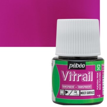 Pebeo Vitrail 45 ML Transparent Glass Colour Fuchsia Pink (52) | Reliance Fine Art |Glass & Silk ColoursPebeo Vitrail Glass Colours