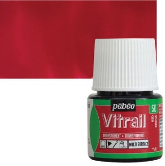 Pebeo Vitrail 45 ML Transparent Glass Colour Red Rouge (50) | Reliance Fine Art |Glass & Silk ColoursPebeo Vitrail Glass Colours