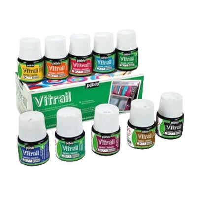 Pebeo Vitrail Professional Glass Colours Set of 10 (45ML) | Reliance Fine Art |Glass & Silk ColoursPebeo Vitrail Glass Colours