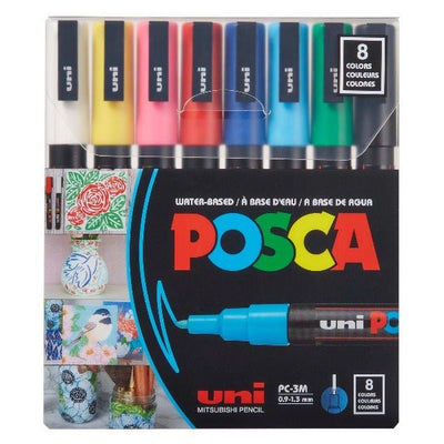 POSCA 8-COLOR PAINT MARKET SET, 0.9-1.3MM FINE (PC-3M) | Reliance Fine Art |Illustration Pens & Brush PensMarkersPaint Markers