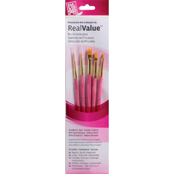 PRINCETON REALVALUE SYN GOLD TAKLON SH 5PC SET (PR9184) | Reliance Fine Art |Brush Sets
