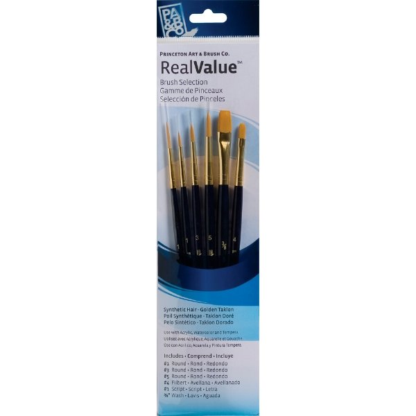 PRINCETON REALVALUE SYN GOLD TAKLON SH 6PC SET (PR9132) | Reliance Fine Art |Brush Sets