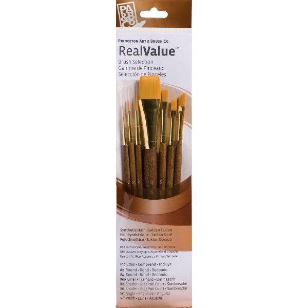 PRINCETON REALVALUE SYN GOLD TAKLON SH 7PC SET (PR9143) | Reliance Fine Art |Brush Sets