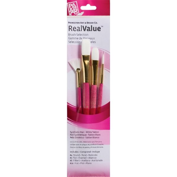 PRINCETON REALVALUE SYN WHITE TAKLN SH 4PC SET (PR9182) | Reliance Fine Art |Brush Sets