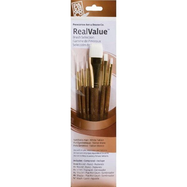 PRINCETON REALVALUE SYN WHITE TAKLN SH 6PC SET (PR9140) | Reliance Fine Art |Brush Sets