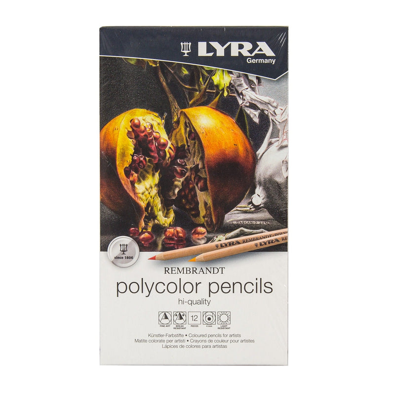 Rembrandt Artists Polycolor Pencils Set of 12 in Metal Box (L2001120) | Reliance Fine Art |Sketching Pencils Sets