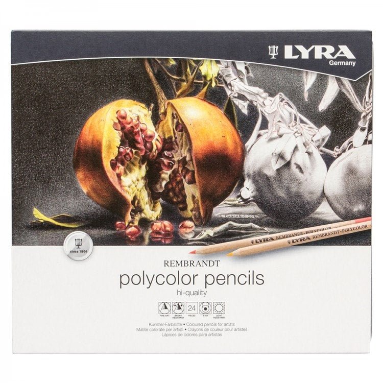 Rembrandt Artists Polycolor Pencils Set of 24 in Metal Box (L2001240) | Reliance Fine Art |Sketching Pencils Sets