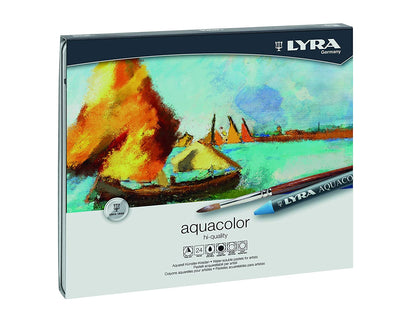 Rembrandt Lyra Artists Aquacolor Water Soluble Wax Pastels Set of 48 in Metal Box (L5611480) | Reliance Fine Art |PastelsSketching Pencils Sets