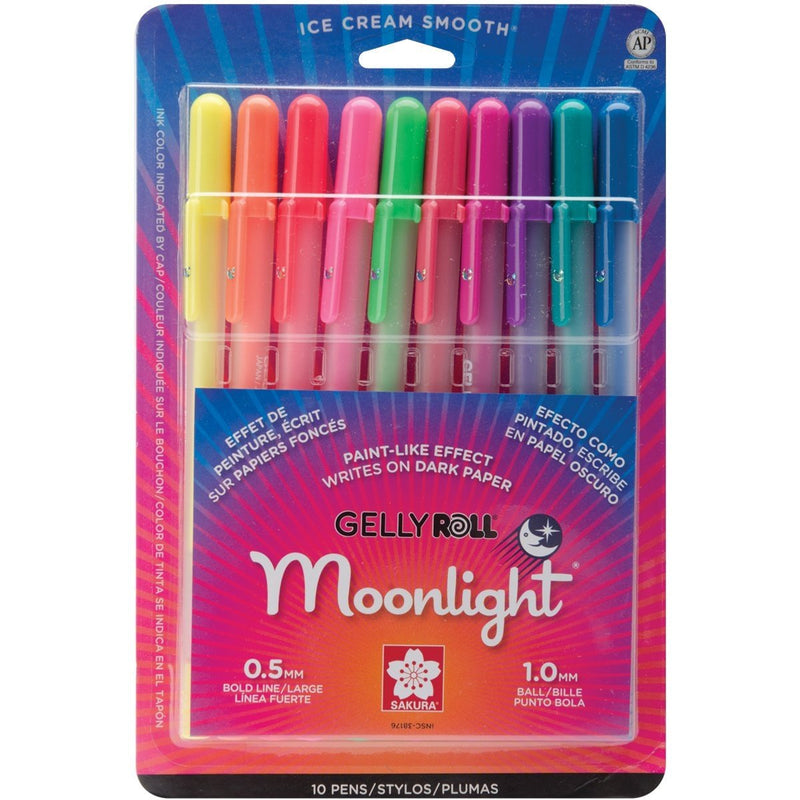 SAKURA Gelly Roll Moonlight Pens Set of 10 Colors | Reliance Fine Art |Illustration Pens & Brush Pens