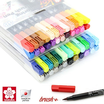 Sakura Koi Colouring Brush Pens Set of 48 | Reliance Fine Art |Illustration Pens & Brush Pens