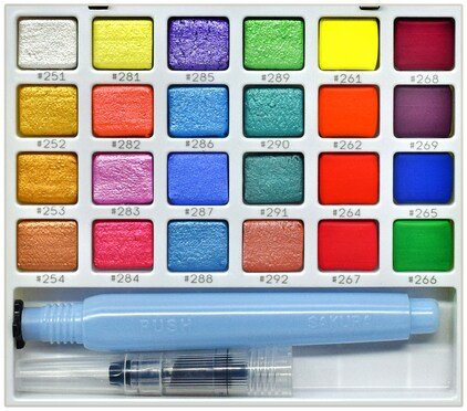Sakura Koi Water Colour Cakes Set of 24 (Metallic & Fluorescent) | Reliance Fine Art |Paint SetsWatercolor Paint