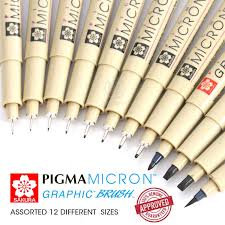 Sakura Pigma Micron Pen Set 12A | Reliance Fine Art |Illustration Pens & Brush Pens