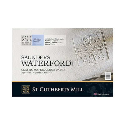 Saunders Waterford Cold Pressed Block White 300Gsm (10 x 7) (20 Sheets) 46330001011B | Reliance Fine Art |Saunders Waterford Watercolor PaperSketch Pads & PapersWatercolor Blocks and Pads