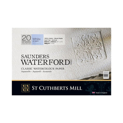 Saunders Waterford Cold Pressed Block White 300Gsm (16 x 12 ) (20 Sheets) 46330001011E | Reliance Fine Art |Saunders Waterford Watercolor PaperSketch Pads & PapersWatercolor Blocks and Pads