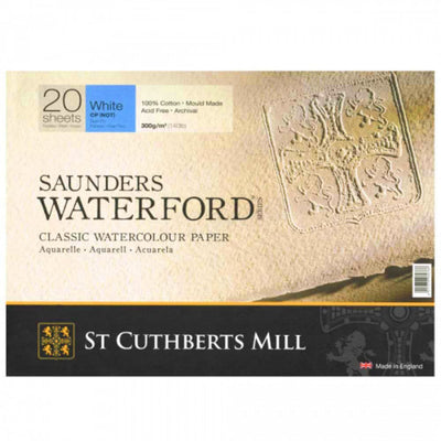 Saunders Waterford Cold Pressed Block White 300Gsm (20 x 14 ) (20 Sheets) 46330001011M | Reliance Fine Art |Saunders Waterford Watercolor PaperSketch Pads & PapersWatercolor Blocks and Pads