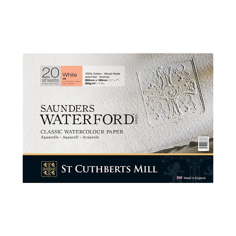 Saunders Waterford Hot Press Block White 300 gsm (10 x 7) (20 Sheets) 45930001011B | Reliance Fine Art |Saunders Waterford Watercolor PaperSketch Pads & PapersWatercolor Blocks and Pads