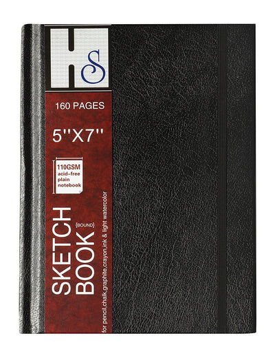 Sketch Book 5X7 160 PAGES 110 GSM (Hard Bound with Band) | Reliance Fine Art |Art JournalsArt PadsSketch Pads & Papers