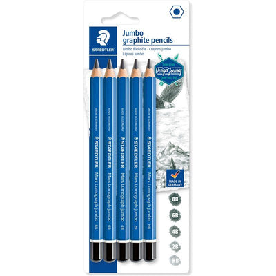 Staedtler Jumbo Graphite Pencils (100J-S BK5) | Reliance Fine Art |Charcoal & Graphite