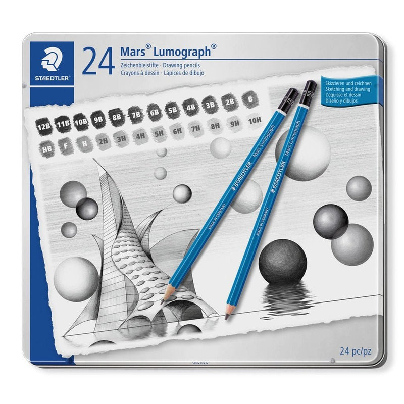 STAEDTLER LUMOGRAPH GRAPHITE PENCIL SET of 24 (100G24 ) | Reliance Fine Art |Charcoal & Graphite