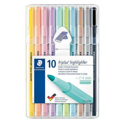 Staedtler Triplus Textsurfer - Assorted Pastel Colours (Wallet of 10) | Reliance Fine Art |Markers