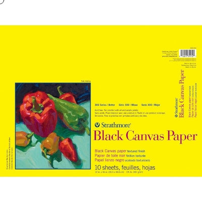 STRATHMORE 300 SERIES BLACK CANVAS PAD 10 sheets GSM-187, 30.5 x 40.6 cm (P310-212) | Reliance Fine Art |Art PadsSketch Pads & Papers