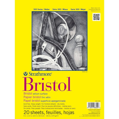 STRATHMORE 300 SERIES BRISTOL PAD VELLUM 20 sheets GSM 270, S22.9 x 30.5 cm (P342-109) | Reliance Fine Art |Art PadsSketch Pads & Papers