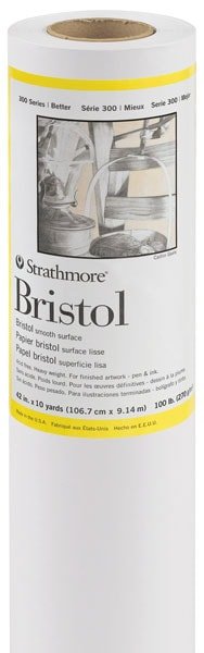 Strathmore 300 Series Bristol Roll Smooth Surface 270Gsm White 42 in x 10 yard (345-42) | Reliance Fine Art |Art PadsPaper RollsSketch Pads & Papers