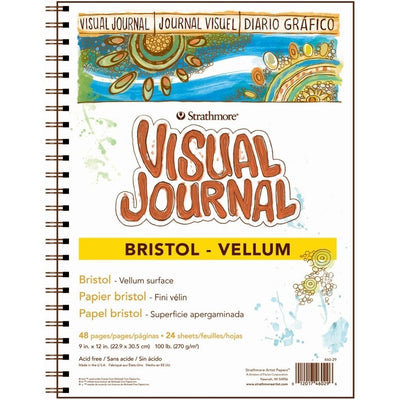 STRATHMORE 300 SERIES BRISTOL VISUAL JOURNAL VELLUM 24 sheets GSM-270, 22.9 x 30.5 cm (P460-29) | Reliance Fine Art |Art JournalsSketch Pads & Papers