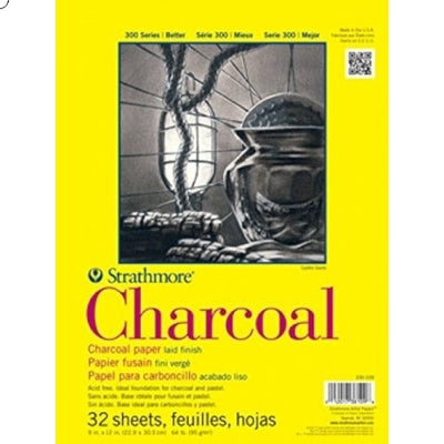 STRATHMORE 300 SERIES CHARCOAL PAD LAID 32 sheets GSM-95, 22.9 x 30.5 cm( P330-109) | Reliance Fine Art |Art PadsSketch Pads & Papers