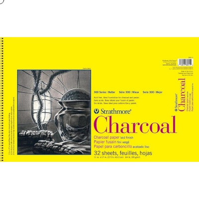 STRATHMORE 300 SERIES CHARCOAL PAD LAID 32 sheets GSM-95, 27.9 x 43.2 cm (P330-111) | Reliance Fine Art |Art Pads
