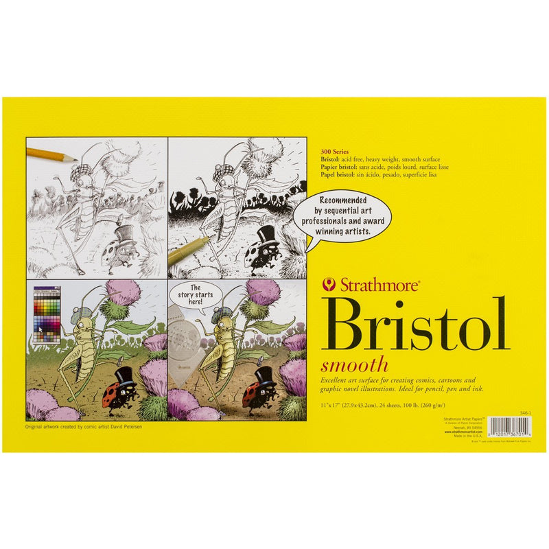 STRATHMORE 300 SERIES SEQUENTIAL BRISTOL BOARD PAD SMOOTH 24 sheets GSM 270, 27.9x43.2cm(P342-17) | Reliance Fine Art |Art PadsSketch Pads & Papers