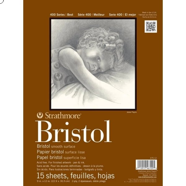 STRATHMORE 400 SERIES BRISTOL PAD SMOOTH 15 sheets GSM-2 PLY 22.9 x 30.5 cm (P475-12) | Reliance Fine Art |Art PadsSketch Pads & Papers