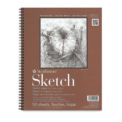STRATHMORE 400 SERIES SKETCH PAD 50 sheets 89 GSM, 22.86 x 30.48cm (P455-9) | Reliance Fine Art |Art PadsSketch Pads & Papers