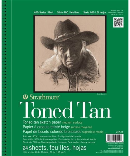 Strathmore 400 Series Toned Gray Sketch Spiral Pad 118Gsm 27.9cm x 35.6cm 24 Sheets (P412.11) | Reliance Fine Art |