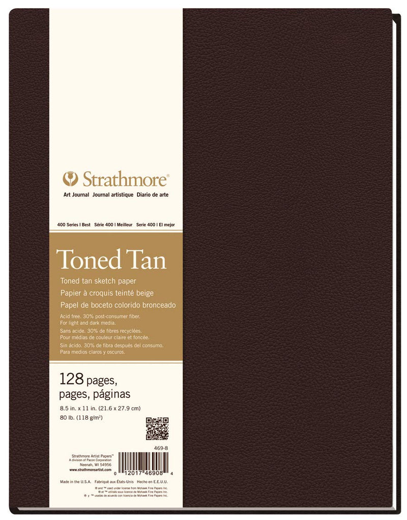 STRATHMORE 400 SERIES TONED MIXED MEDIA HARDBOUND BOOK TONED TAN 48 sheets GSM-300, 21.6 x 27.9 cm (P469-308) | Reliance Fine Art |Art JournalsPaper Pads for PaintingSketch Pads & Papers