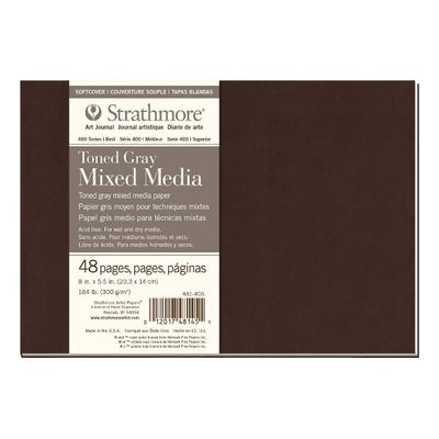 STRATHMORE 400 SERIES TONED MIXED MEDIA SOFTCOVER BOOK TONED GRAY 48 sheets GSM-300, 19.7 x 24.8 cm (P481-407) | Reliance Fine Art |Art JournalsPaper Pads for PaintingSketch Pads & Papers