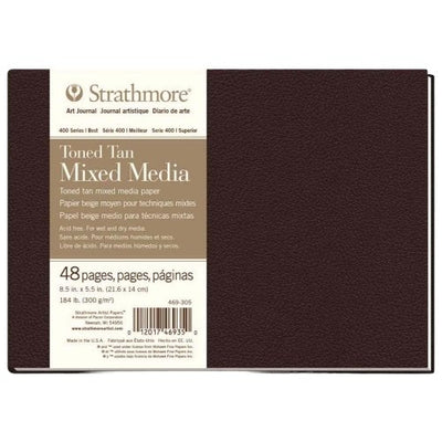 STRATHMORE 400 SERIES TONEDMIXEDMEDIAHARDBOUND BOOK TONED TAN 48sheets GSM-300, 21.6x14cm(P469-305) | Reliance Fine Art |Art JournalsPaper Pads for PaintingSketch Pads & Papers