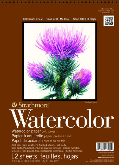 STRATHMORE 400 SERIES WATERCOLOUR PAD COLD PRESS 12 sheets GSM 300, 27.9 x 38.1 cm P440-2 | Reliance Fine Art |Sketch Pads & PapersStrathmore Watercolor PadsWatercolor Blocks and Pads