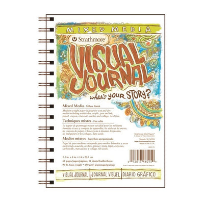 STRATHMORE 500 SERIES MIXED MEDIA VISUAL JOURNAL VELLUM SURFACE 34 sheets GSM-190, SIZE-14 x 20.3 cm (P460-15) | Reliance Fine Art |Art JournalsPaper Pads for PaintingSketch Pads & Papers