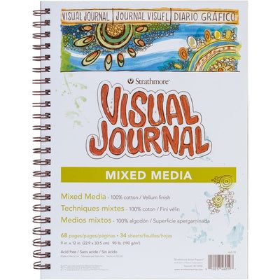 STRATHMORE 500SERIES MIXED MEDIA VISUAL JOURNAL VELLUM SURFACE 34sheets GSM190, 22.9x30.5cm(P460-19) | Reliance Fine Art |Art JournalsPaper Pads for PaintingSketch Pads & Papers