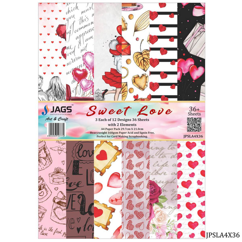 Sweet Love Paper Pack, Size: A4 36 Sheets (JPSLA4X36) | Reliance Fine Art |A4 & A5Paper PacksPaper Packs A3