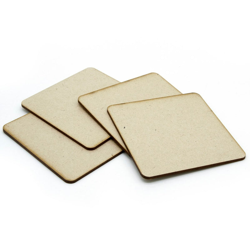 Tea Coaster MDF Square 3.9Inch 2MM Set of 4 Pcs (TCMS02) | Reliance Fine Art |Moulds & Surfaces for Resin and Fluid ArtResin and Fluid Art