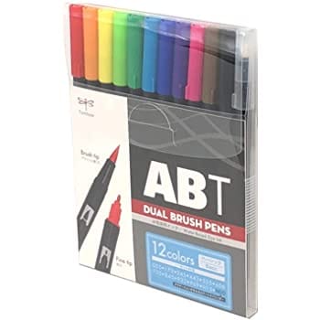 Tombow Dual Brush Pen ABT Set of 12-colors - Basic (AB-T12CBA) | Reliance Fine Art |Illustration Pens & Brush Pens